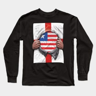 Liberia Flag English Flag Ripped - Gift for Liberian From Liberia Long Sleeve T-Shirt